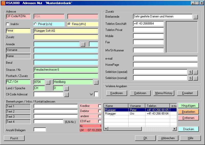 Beschreibung: Adressen